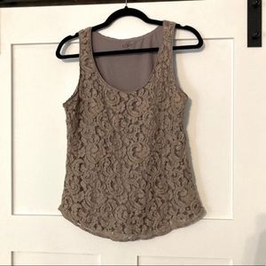 LOFT Size M Gray Lace Tank